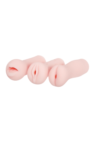 Набір мастурбаторів Вагіна Анус та Рот тілесного кольору Adam &amp;amp; Eve Stroker trio flesh 3 штуки - 4