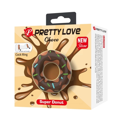 Ерекційне кільце на член коричневе силіконове LYBAILE Crazy Bull Choco Super Donut - 7