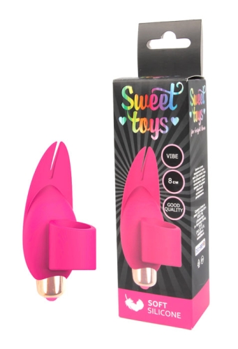 Вибратор для клитора силиконовый с отростками на палец SWEET TOYS ярко-розовый L 8 см D 3,3 см - 2