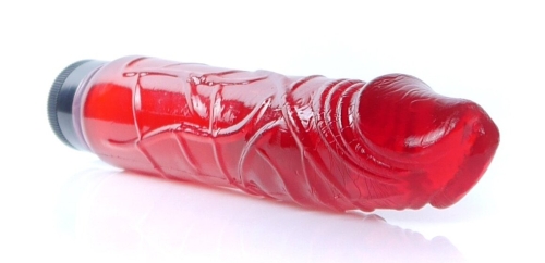 Вибратор реалистичный красный Boss Series Juicy Jelly Multispeed длина 22 см диаметр 4 см - 5