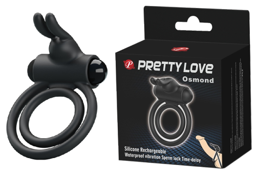 Виброкольцо эрекционое двойное для пениса и мошонки черное Pretty Osmond - 2