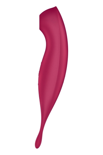 Вакуумный клиторальный стимулятор с управлением со смартфона темно красного цвета Satisfyer Twirling Pro - 4