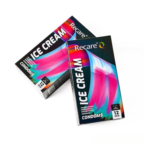 Презервативы с пупырышками аромат мороженое Recare Ice Cream Big Dotted Condoms Holographic 12 штук - 4