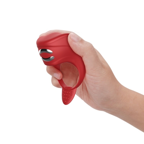 Эрекционное виброкольцо красного цвета Foxshow Vibrator ring - 10