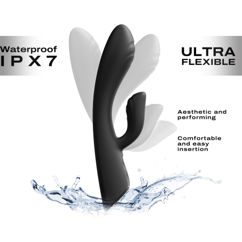 Вібратор із відростком для клітора чорного кольору Dorcel FLEXI RABBIT - 3