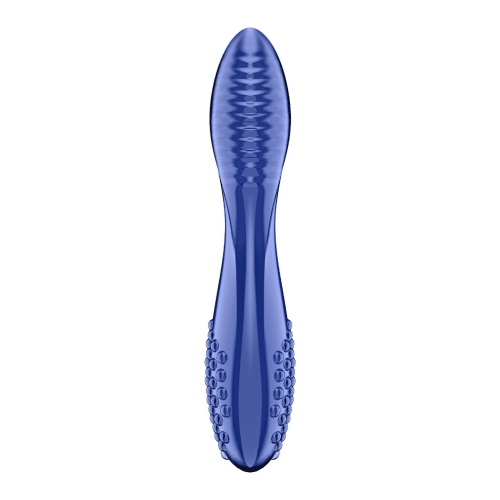 Двусторонний стеклянный дилдо синий Satisfyer Dazzling Crystal 2 - 1