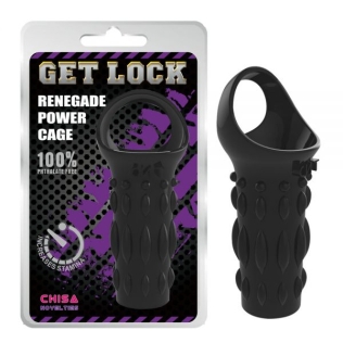 Насадка рифленая на член с кольцом черного цвета Chisa Renegade Power Cage