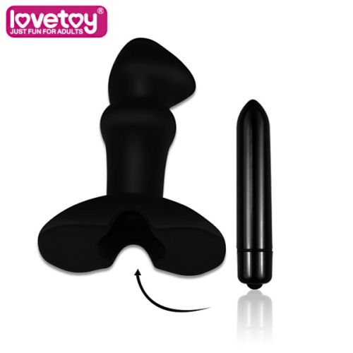Водонепроницаемая силиконовая анальная пробка черная Lovetoy - 2
