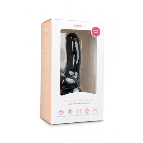 Фаллоимитатор черный реалистичный на присоске EasyToys Realistic Dildo 15 см - 2