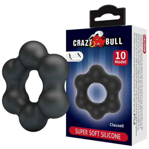 Ерекційне кільце на член чорне LYBAILE Crazy Bull №10 CLAUZELL Super Soft - 1