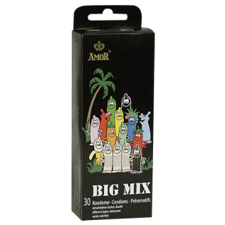 Презервативы разной текстуры и разных цветов Amor Big Mix 30 штук