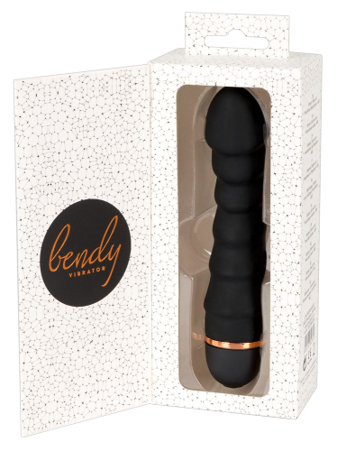 Оксамитовий вібратор силіконовий чорного кольору You2Toys Bendy Ripple Vibrator - 8