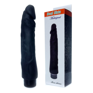 Суперреалістичний вібратор з кібершкіри чорний Boss Series Real Skin