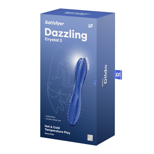 Двусторонний стеклянный дилдо синий Satisfyer Dazzling Crystal 2 - 5