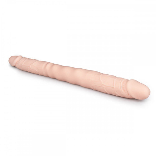 Двухсторонний фаллоимитатор реалистичный силиконовый бежевый Easytoys - 2