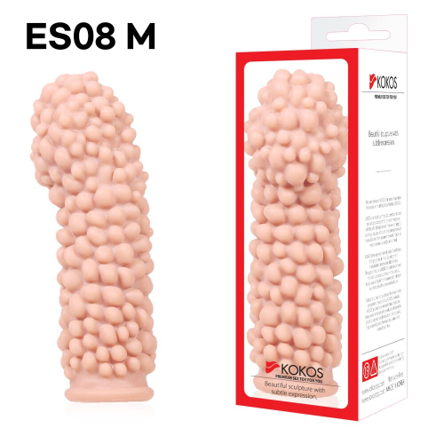 Насадка на член із пухирцями тілесного кольору Kokos Extreme Sleeve ES.08 розмір M - 3