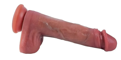 Фаллоимитатор реалистичный с мошонкой на присоске силиконовый телесный OYO - Dildo Double Layer Silicone YQW-022 - 4