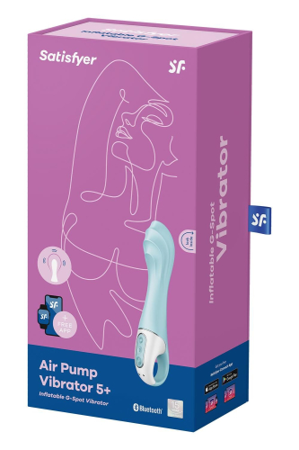 Вібратор для точки G з керуванням зі смартфона блакитного кольору Satisfyer Air Pump Vibrator 5+ - 8