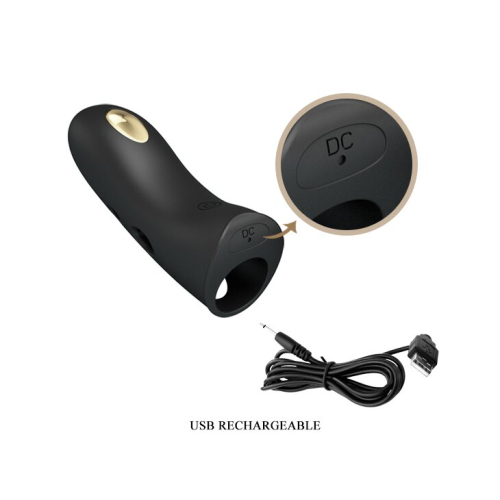 Клиторальный стимулятор с электростимуляцией на палец черный Pretty Love MARICO Fingering Electric Vibrator - 10