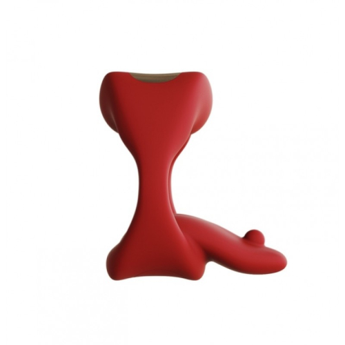Эрекционное кольцо в виде губ с язычком и вибрацией Licking Tongue Power Ring красный - 3