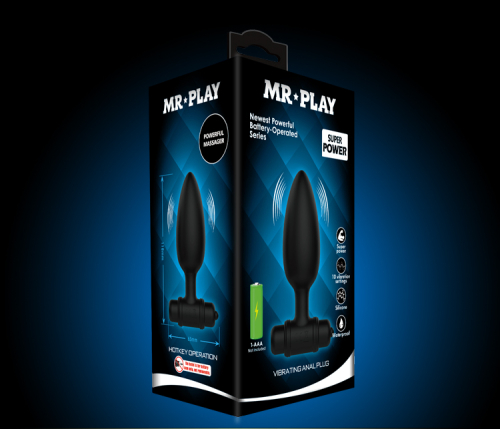 Анальная вибропробка черная LYBAILE Mr. Play Super Power Vibrating Anal Plug - 12
