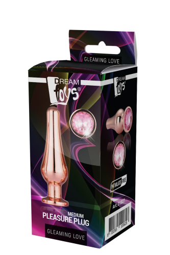 Анальна пробка алюмінієва рожева конічної форми з рожевим каменем Dream Toys розмір M - 2