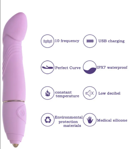 Вибратор для точки G с функцией подогрева розового цвета Qianyue Gentle pal - 2