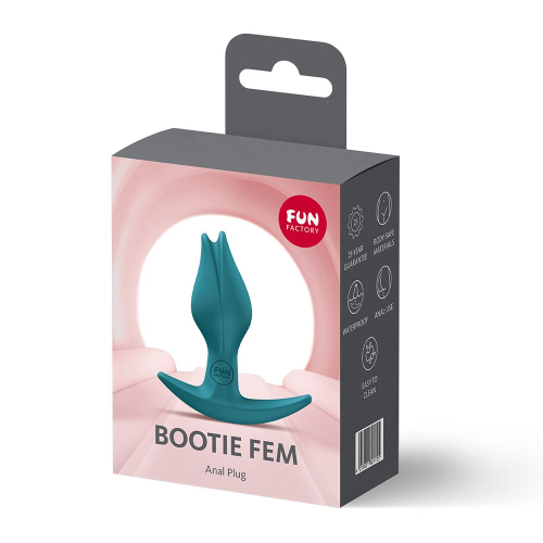 Анальная пробка с тонким ограничителем в виде бутона зеленая Fun Factory BOOTIE FEM - 7
