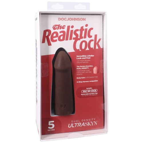 Фаллоимитатор реалистичный на присоске коричневый Doc Johnson The Realistic Cock ULTRASKYN - 5 Inch Chocolate - 8