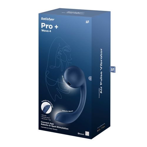 Подвійний смарт вакуумний вібратор синього кольору Satisfyer Pro+ Wave 4 Connect App - 5