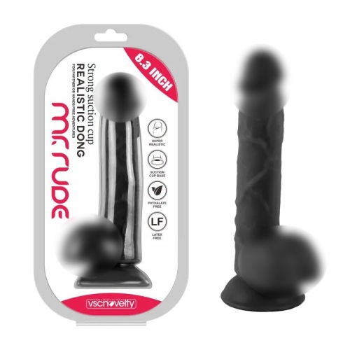Фаллоимитатор реалистик на присоске Mr. Rude Realistic Dong Black 8.3 черный - 1