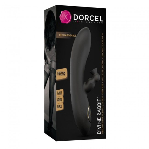 Вібратор кролик з вакуумною стимуляцією клітора чорний Dorcel DIVINE RABBIT - 6