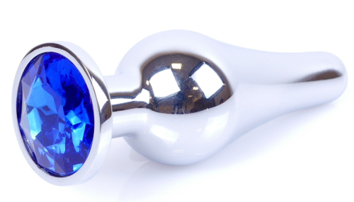 Анальна пробка сріблястого кольору із кристалом синього кольору BOSS of TOYS Jewellery BUTT PLUG - 3