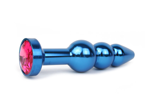 Анальная пробка синяя с рубиновым кристаллом Anal Jewelry Plugs L 113 мм D 22x25x29 мм вес 100г - 1
