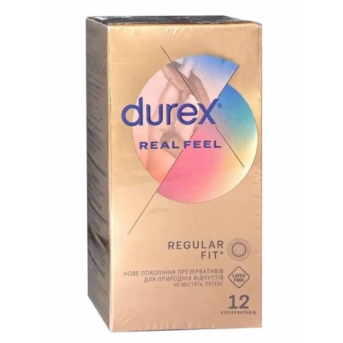 Презервативы из синтетического латекса с силиконовой смазкой Durex Real Feel 12 штук - 3