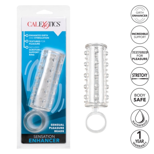 Насадка на член із кільцем на мошонку рельєфна прозорого кольору California Exotic Novelties California Exotic - 6