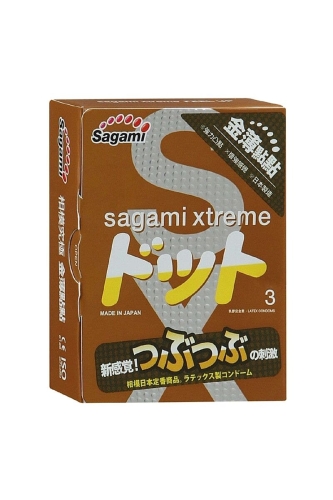 Презервативы с точечной текстурой латексные прозрачного цвета Sagami Xtreme Feel UP 3 штуки - 1