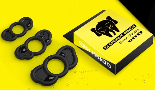 Набор силиконовых эрекционных колец черного цвета Boss of toys Elephant rings 3 штуки - 1