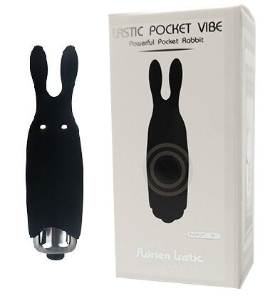Минивибратор в виде кролика Adrien LasticPocket Rabbit черный - 1