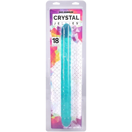 Фаллоимитатор двусторонний реалистичный бирюзовый Doc Johnson Crystal Jellies Double Dong 18 Inch - 2