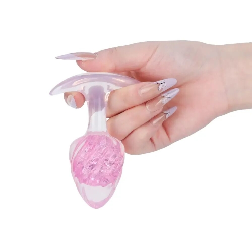 Анальная пробка силиконовая розовая Liebe Seele Icecream-shaped Crystal Anal Plug размер Medium - 3