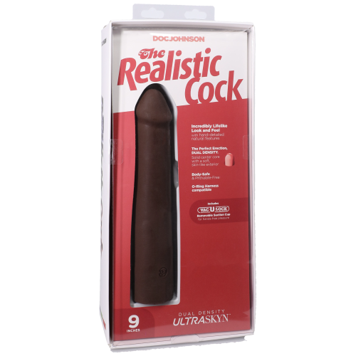 Фаллоимитатор реалистичный на присоске коричневый Doc Johnson The Realistic Cock ULTRASKYN - 9 Inch Chocolate - 8