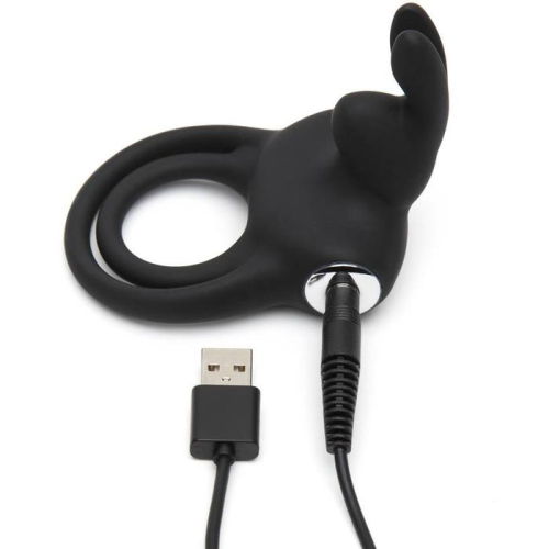 Двойное эрекционное виброкольцо черного цвета Fifty Shades of Grey Happy Rabbit Stimulating Rechargeable Rabbit Cock Ring - 3
