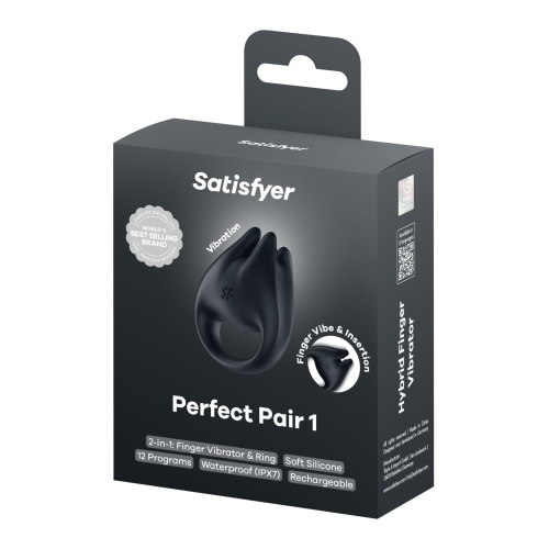 Эрекционное кольцо 2в1 со стимуляцией клитора черное Satisfyer Perfect Pair 1 - 8