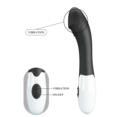 Вібратор для точки G ребристий чорно-білий Lybaile Pretty Love Elemental Vibrator - 8