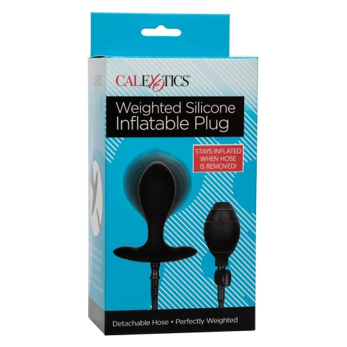 Силиконовая анальная пробка с накачкой грушей черная Inflatable Plug California Exotic - 7
