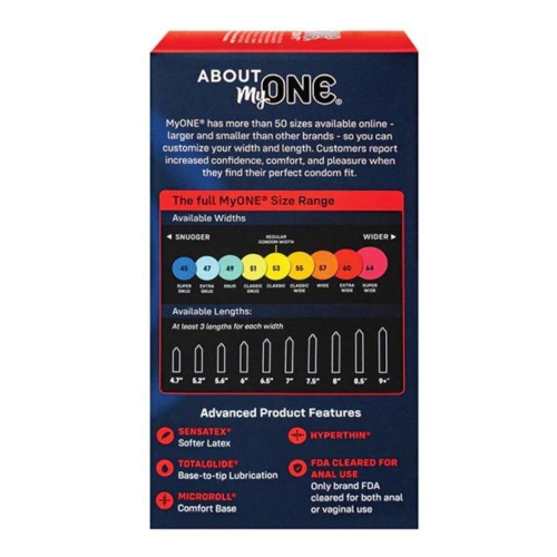Презервативы большие ультратонкие латексные ONE MyONE Super Wide &amp;amp; Long 64L мм 10 штук - 3
