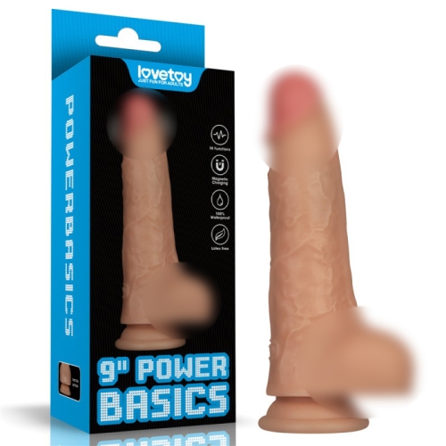 Реалістичний вібратор на присосці тілесного кольору Lovetoy Vibrating Power Basics Cock 9.0 - 1