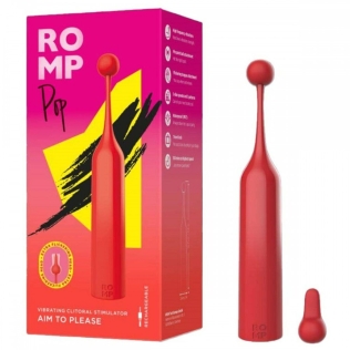 Вибратор для стимуляции клитора с двумя насадкамикрасного цвета Romp Pop