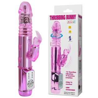Вибратор с стимулятором клитора Throbbing Bunny 